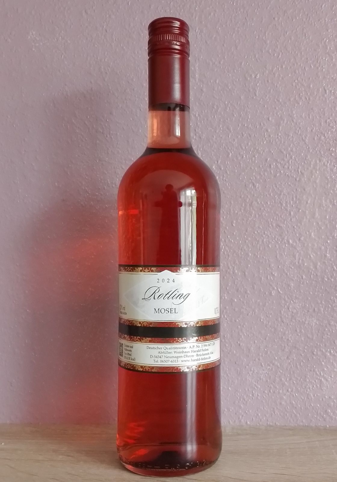 <br>Artikel-Nr.: 125<br>0,75 Fl. 2024 Rotling<br>Deutscher Qualitätswein/Mosel <br>Duett aus Dornfelder und Kerner Trauben<br>